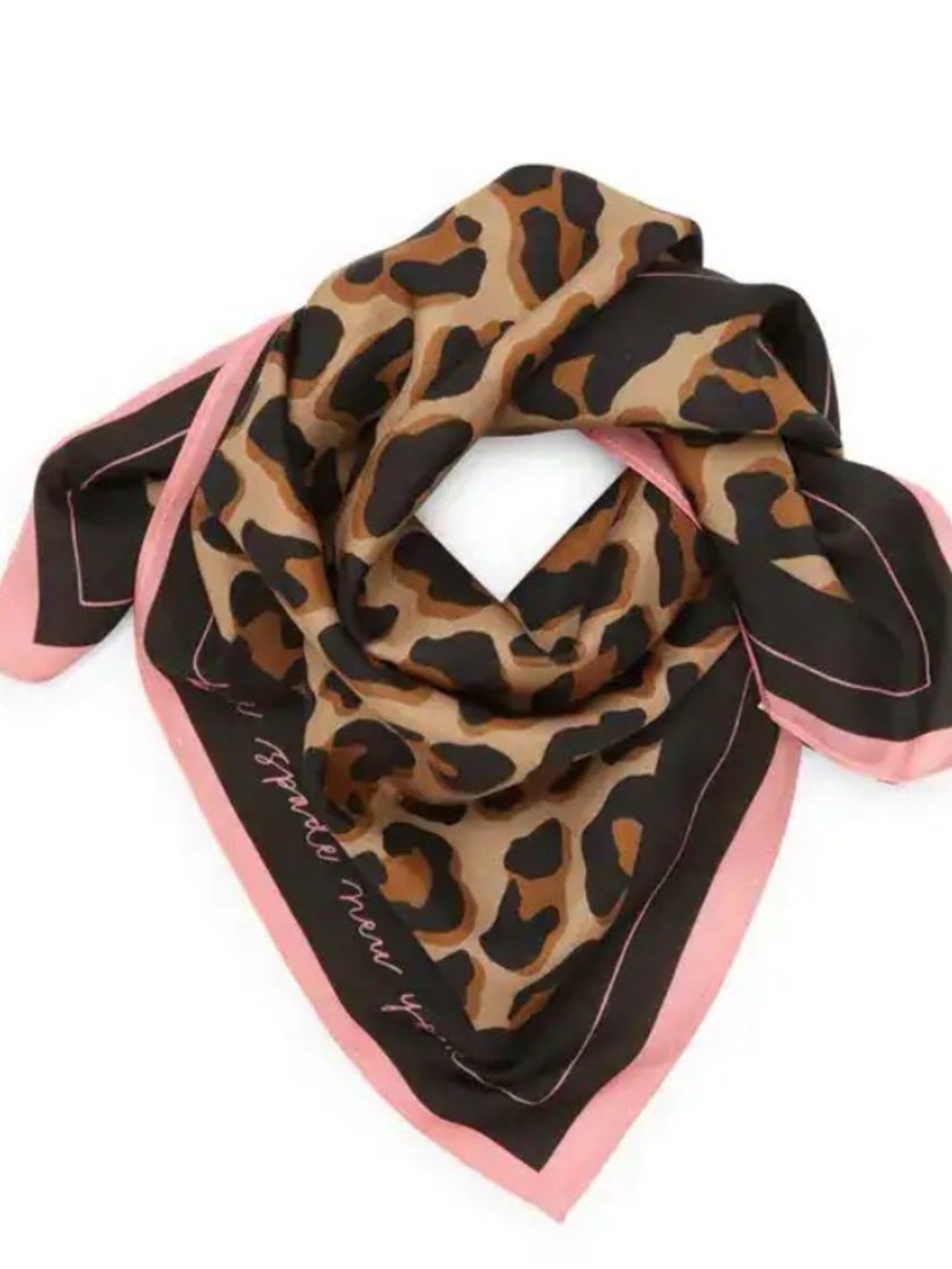 Kate Spade NIP Leopard Print Pink-Trim Square Scarf - Women Accessories